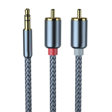 Cable adaptador de interfaz de conector jack de 3,5 mm a 2 machos para
