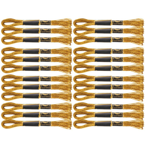 24Pcs Embroidery Thread CrossStitch Glossy Gold