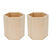2 portalápices de madera con forma geométrica hexagonal DIY