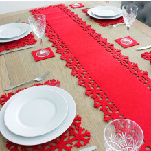 Set rode vilten onderzetters, de perfecte combinatie van warmte-isolatie en waterabsorptie voor optimaal eetplezier.