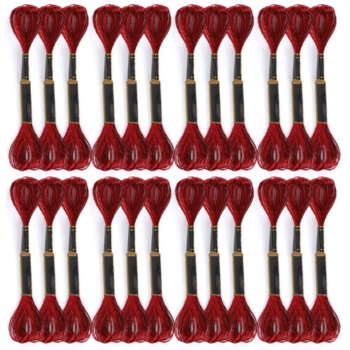 24Pcs CrossStitch Thread Red Embroidery Glossy