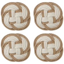 Verschönern Sie Ihre Küche mit Untersetzern im Seil-Design, pflegeleichtes Set aus Naturmaterial für den Küchentisch.