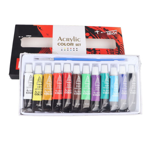 12 Colors Acrylic Paint Set 12ml Each Dry Quickly