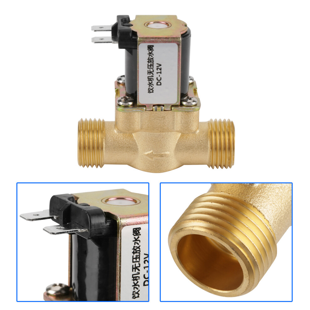 G1/2 Brass Electric Solenoid Valve 12V N/C 2-Way Moisture-Proof Design 5051362783709