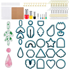 Set van 142 uitstekers voor polymeerklei, geschikt voor het maken van oorbellen van klei.