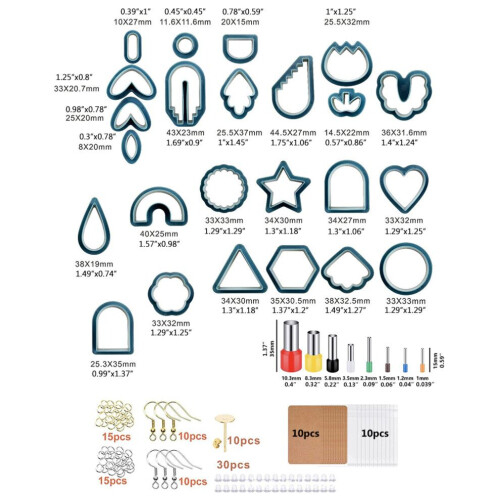 142 delar Polymer Clay Cutters Set Lera Örhängen 1