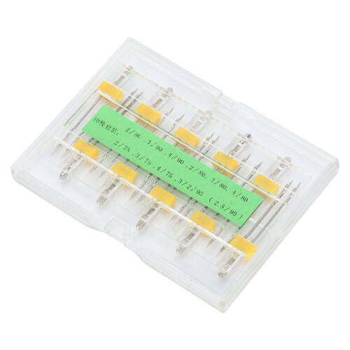 Ensemble de 10 aiguilles doubles pour machine à coudre (divers modèles) 2