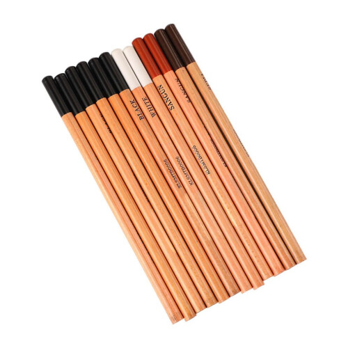 12 lápices de madera con estuche de carbón profesional limpio 2