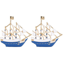 2 Stück Unisex-Broschen in Segelbootform mit Kragenclips