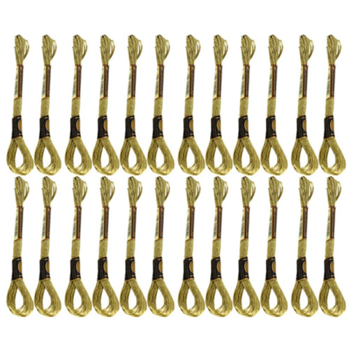 24 pelotes de fil à broder or clair