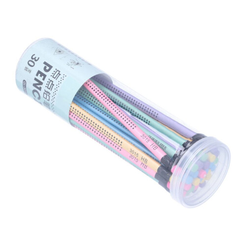 30 lápices HB antideslizantes multicolor con borrador 2