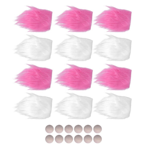 12 barbes de gnome roses et blanches prédécoupées pour loisirs créatifs