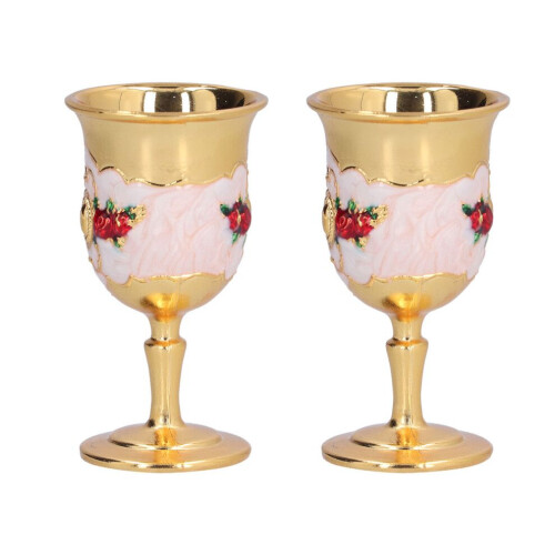 2 Metallbecher mit exquisiter Blumenmalerei 1