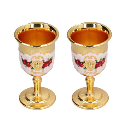 2 Metallbecher mit exquisiter Blumenmalerei 2