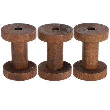 3-teiliges Set Holzspulen, dunkelbraun, schicke Spulen