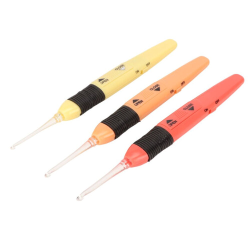 3 Pcs Lighted Crochet Hooks Set 2.5mm 3.0mm 3.5mm 1