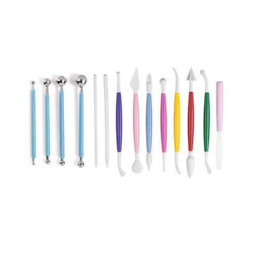 14 Pcs Clay Tools Colored Handle Lightweight 1