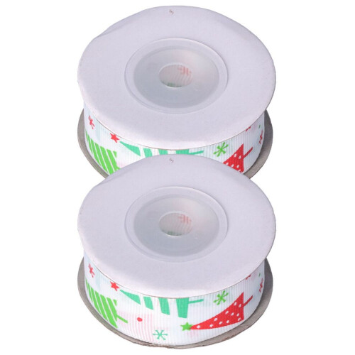 2 rollos de cinta navideña con estampado ancho de árbol de Navidad 1