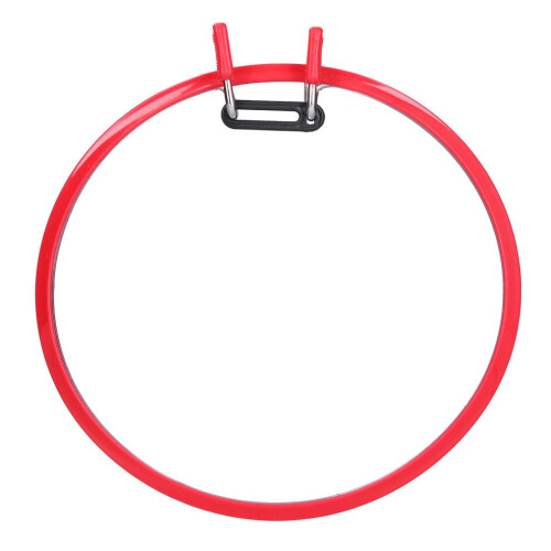 Borduurring van rood plastic voor kruissteek.