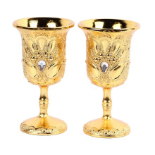 2 Stück chinesische Kelche im Retro-Gold-Stil, schlicht