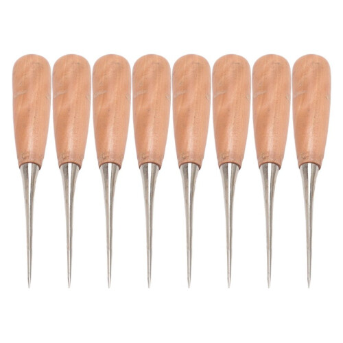 8pcs Wooden Handle Leather Drillable Stitching 1