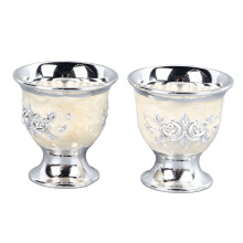 2 Stück Vintage-Weingläser, silberfarben, Retro-Metallkelche