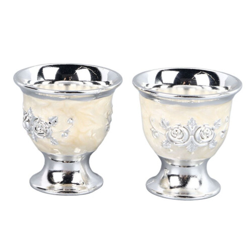 2pcs Vintage Wine Cup Silver Retro Metal Goblet