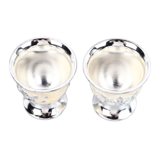 2pcs Vintage Wine Cup Silver Retro Metal Goblet 2