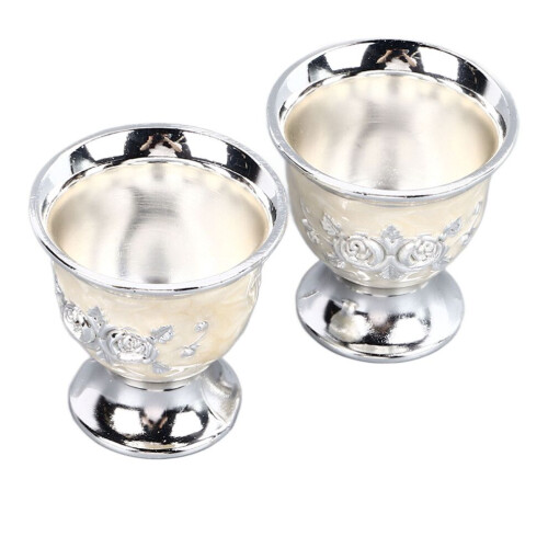 2pcs Vintage Wine Cup Silver Retro Metal Goblet 1