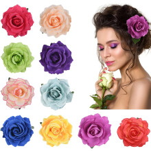 Presilha de cabelo com flor, broche de flor, 10 peças, presilha de cabelo rosa multicolorida, acessórios para mulheres e meninas, para festa