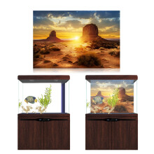 Sun & Desert Aquarium Fish Tank Background Poster PVC Adhesive Decor 91*50cm