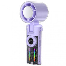 (Transparent Purple) Portable Handheld Fan High Speed 4000mAh Ice Cold Fan Summer Quick Cooling Fan Party Small Present for Friend