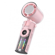 (transparent pink) Portable Handheld Fan High Speed 4000mAh Ice Cold Fan Summer Quick Cooling Fan Party Small Present for Friend