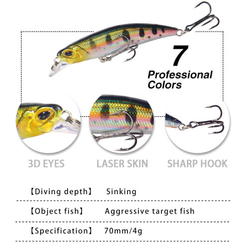 Conjunto de 7 iscas de pesca de plástico para pesca marítima, iscas de superfície. 1