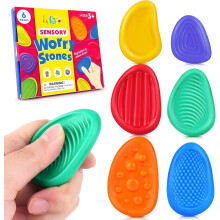 Fidget Toys Sensorische Steen voor Kinderen: 6-Pack Gestructureerde Zachte Zorgstenen voor Autistische Kinderen Kalmerend - Fidget Stress Sp