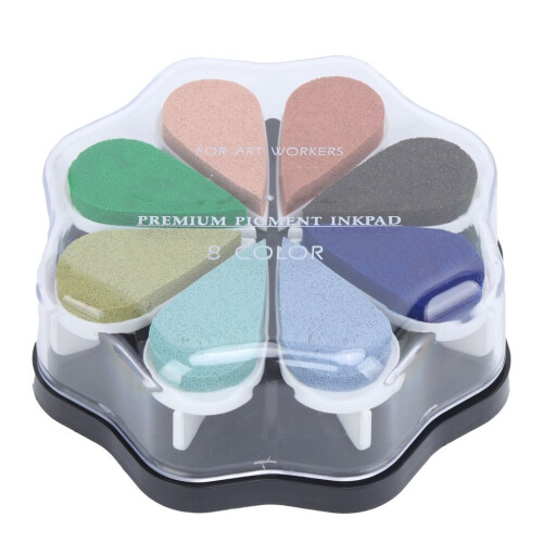 8 Colors Petal Stamp Pad WaterBased DIY Hand Stamp