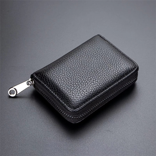 Γνήσιο Δερμάτινο Πορτοφόλι RFID Blocking για Γυναικεία Θήκη Καρτών - Μαύρο 1