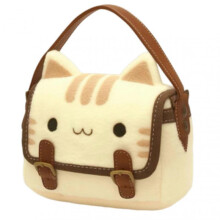 (Small Square) Plush Kittens Shoulder Bag Adorable Stuffed Animal Hand-made Backpack for Kids Teens Girls