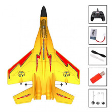 (Yellow) Kids RC-Plane Remote Control Fighter Toy for Boys Girls with Automatic Balance System for Outdoor Indoor