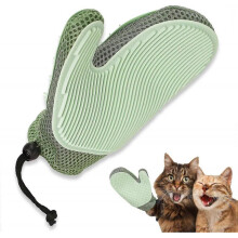 (Blue) Pet Grooming Gloves - Double Sided Brush for Gentle Shedding and Efficient Hair Removal