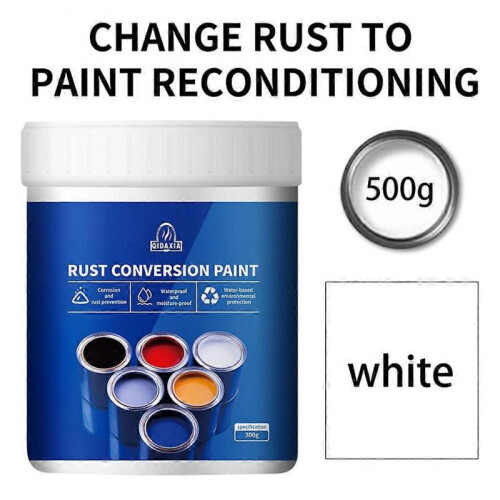 (500g, White) Weatherproof Rust Converter Paint for Metal Water-based Rust-proof Paint Metal Paint Effective Rust Conversion Paint 1
