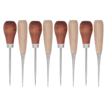 8-teiliges Set Lederahlen mit ergonomischem Holzgriff aus Edelstahl