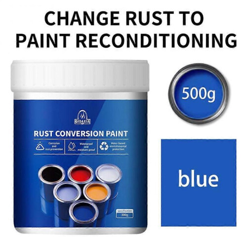 (500g, Blue) Weatherproof Rust Converter Paint for Metal Water-based Rust-proof Paint Metal Paint Effective Rust Conversion Paint 1