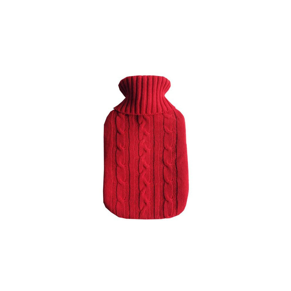 Red Hot Water Bottle 2000Ml Knitted Washable Removable Explosionproof Heat Preservation