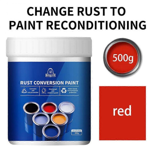 (500g, Red) Weatherproof Rust Converter Paint for Metal Water-based Rust-proof Paint Metal Paint Effective Rust Conversion Paint 1