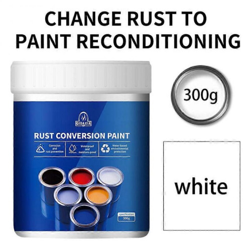 (300g, White) Weatherproof Rust Converter Paint for Metal Water-based Rust-proof Paint Metal Paint Effective Rust Conversion Paint 1