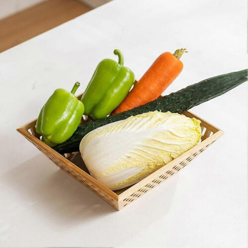 (L) Rustic Stackable Bamboo Fruit Basket - Versatile Storage for Kitchen, Restaurant, Vegetables, Snacks, and Farmhouse Decor 2