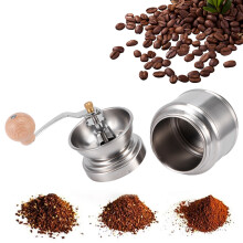 Moulin à café manuel en acier inoxydable, mécanisme de broyage en céramique, poignée ergonomique en bois, moulin portable idéal pour le camping