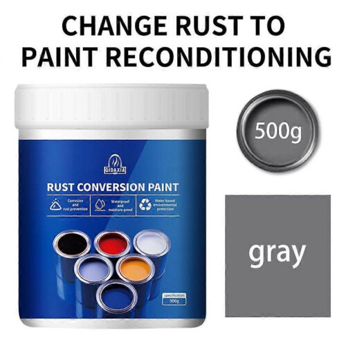 (500g, Grey) Weatherproof Rust Converter Paint for Metal Water-based Rust-proof Paint Metal Paint Effective Rust Conversion Paint 1