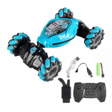 (Blue Dual Control) 4WD Stunt Car Remote Control Off Road Toy Present for Kids Adults